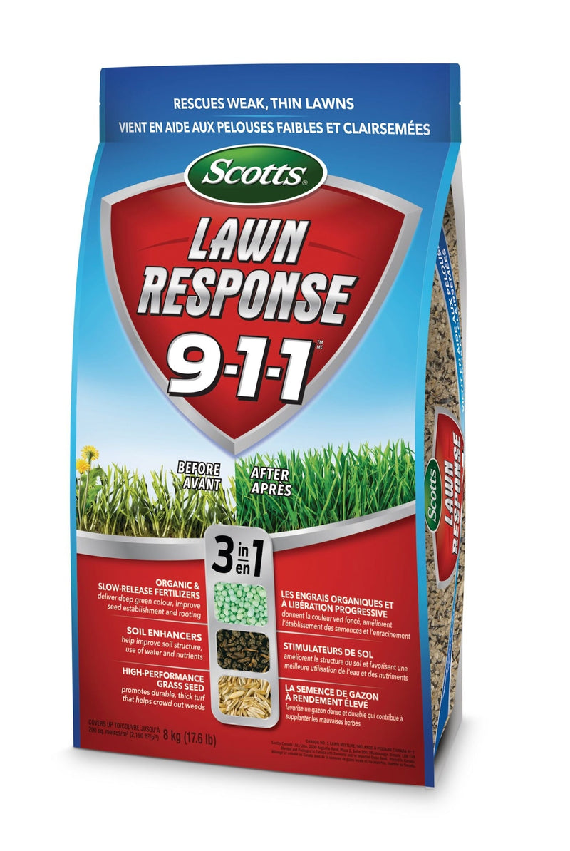 Scotts Lawn Response 3-in-1 Grass Seed & Fertilizer Mix, 9-1-1, 8-kg X7