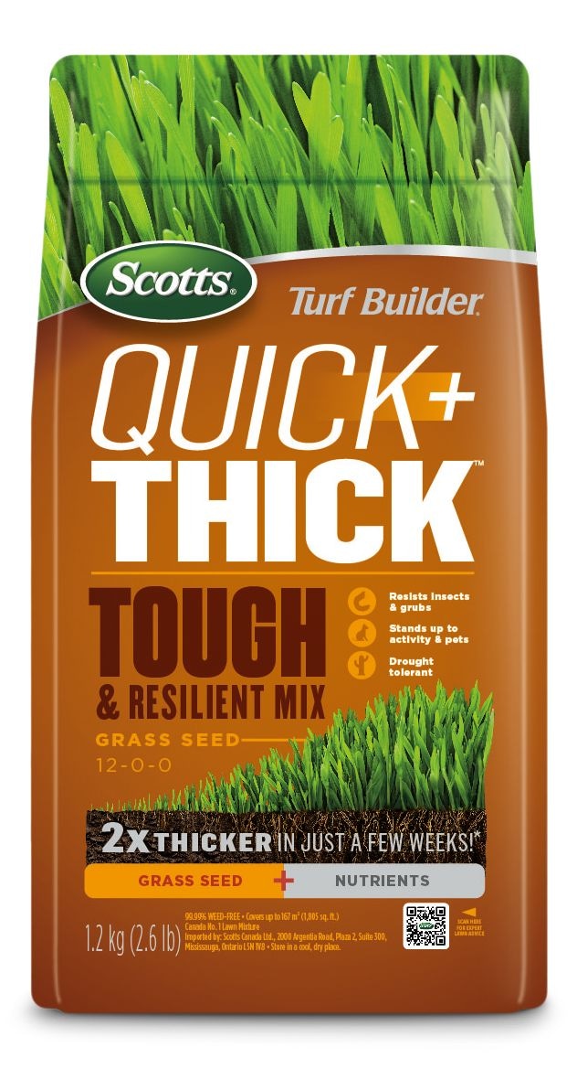Scotts Turf Builder Quick + Thick Grass Seed Tough & Resilient Mix, 12-0-0, 1.2-kg V3
