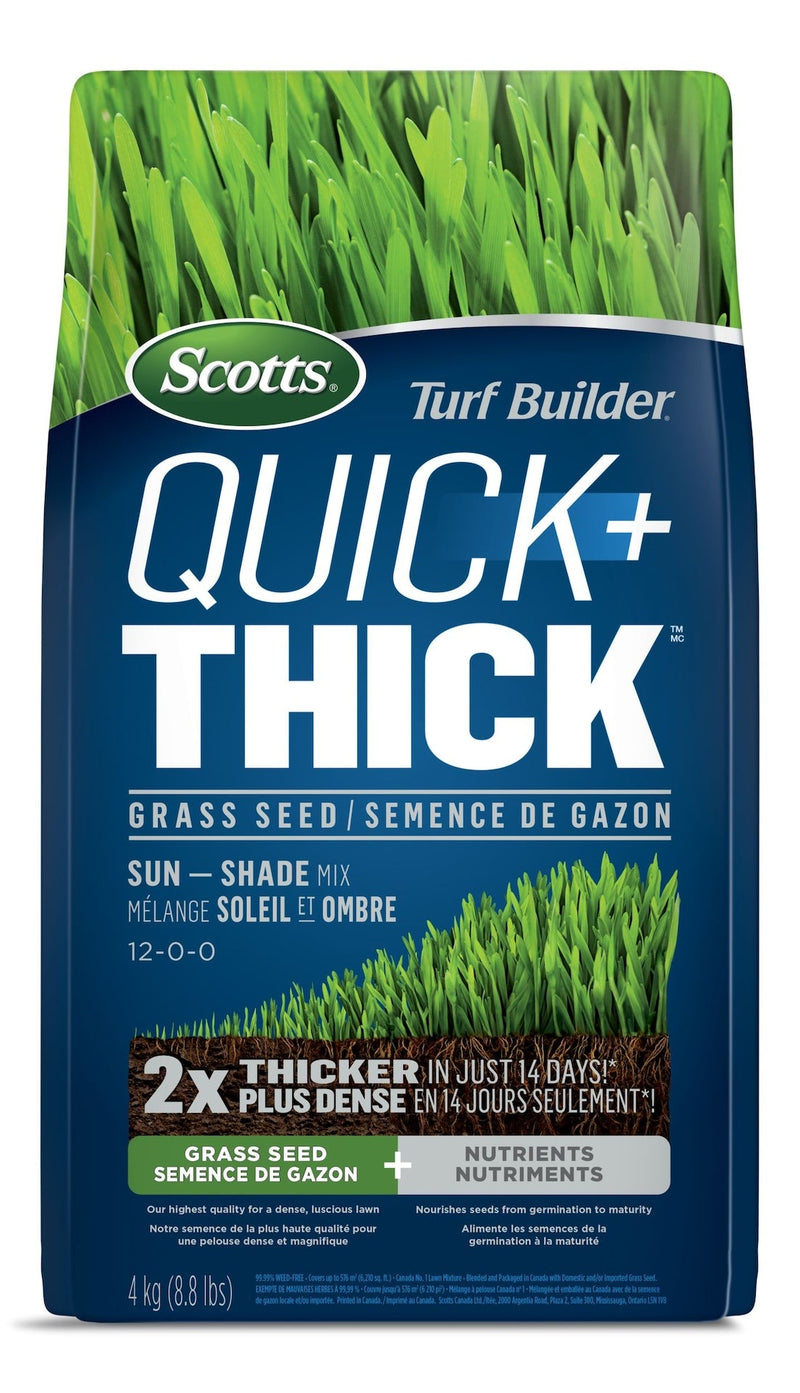 Scotts Turf Builder Quick + Thick Sun—Shade Grass Seed & Fertilizer Mix, 4-kg R8