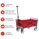 Seina Outdoor Collapsible Folding Utility Wagon with Cup Holders, 150-lb Capacity