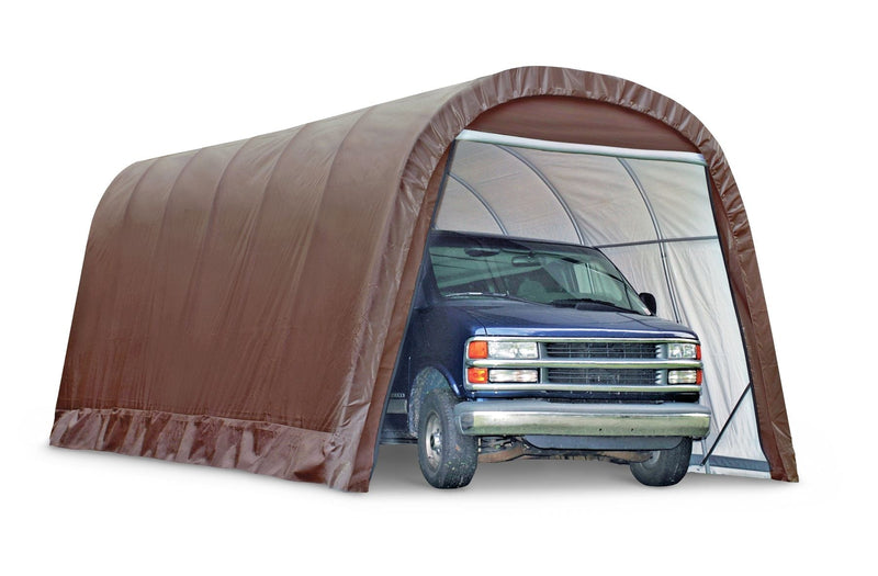 ShelterLogic Heavy Duty Waterproof Round Style Auto Shelter with UV Protection, 12x24x10-ft J8