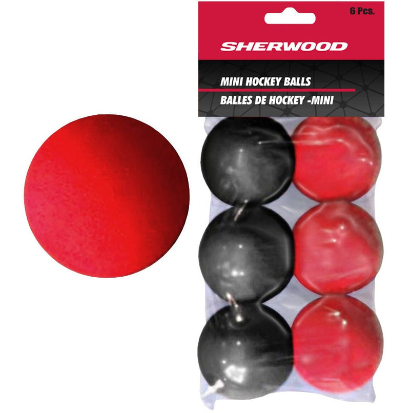 Sherwood Mini Foam Street Hockey Balls, Red & Black, 6-pk M2