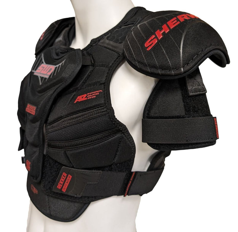 Sherwood Rekker SWD Defender Hockey Shoulder Pads, Women, Black/Red, Assorted Sizes S0