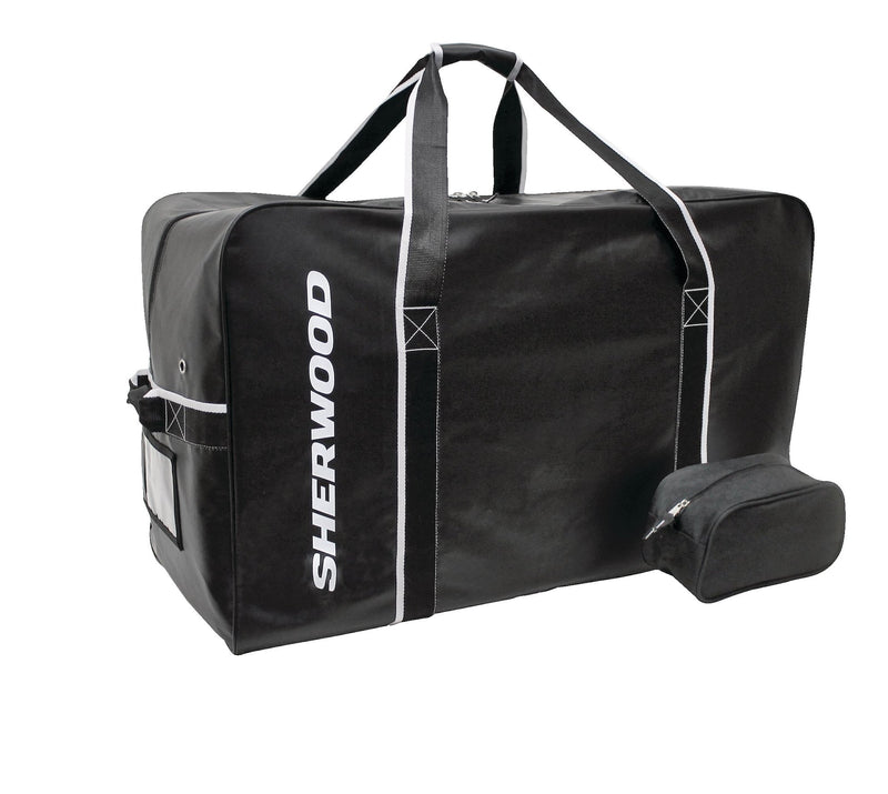 Sherwood Team Tarp Hockey Bag with Accessories/Toiletry Bag, Carry, Junior, Black, 30-in O8