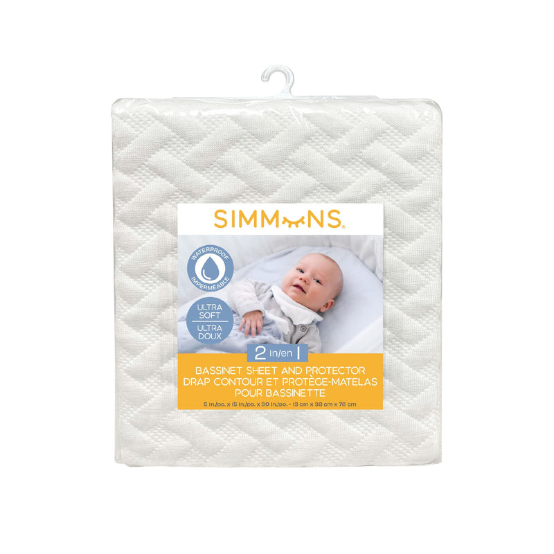 Simmons 2-in-1 Bassinet Sheet & Waterproof Protector, Ivory R7