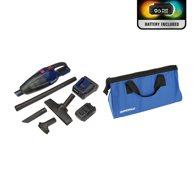 Simoniz 20V Max Cordless Car Hand Vacuum with PWR POD 2.0 Ah battery E6