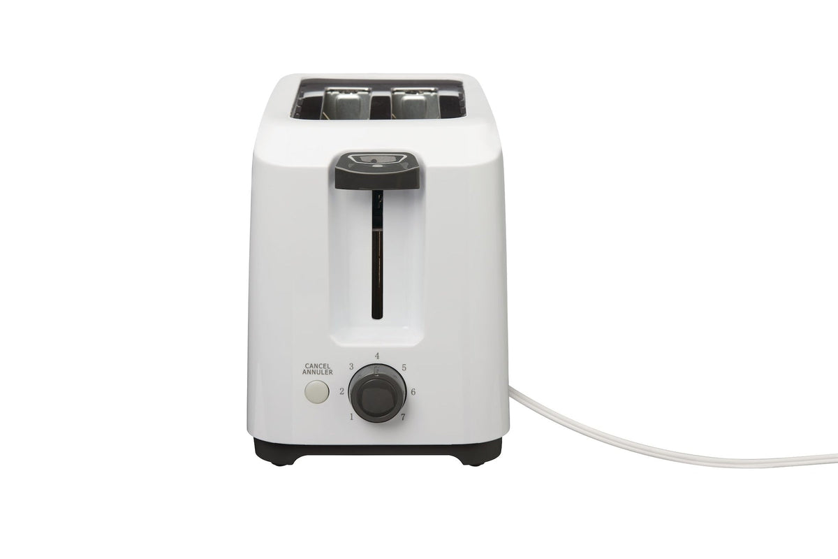 Simplicité 2-Slice Toaster, White, Removable Crumb Tray