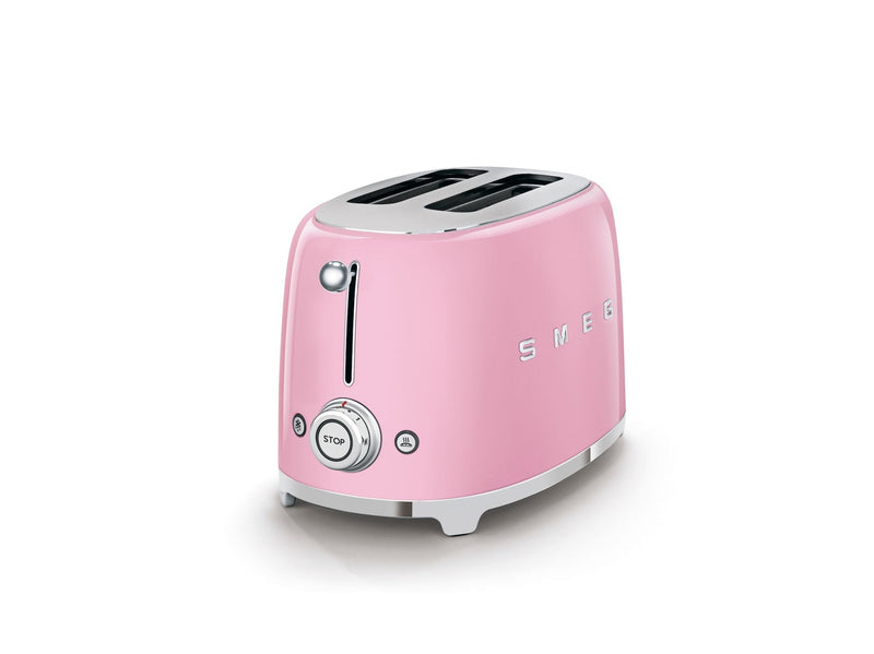 Smeg 50's Retro Style Wide Slot Pop Up Electric Toaster with 6 Settings, 2-Slice, Pink I5