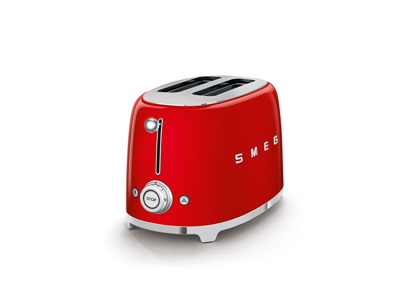 Smeg 50's Retro Style Wide Slot Pop Up Electric Toaster with 6 Settings, 2-Slice, Red B5
