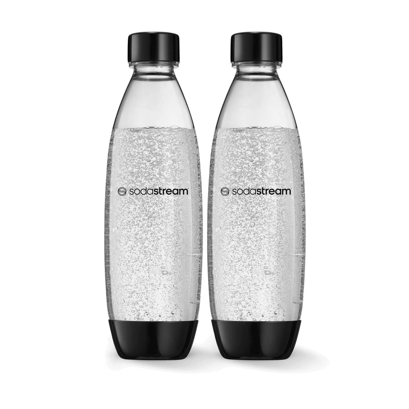 SodaStream Slim Carbonating Bottle, Dishwasher Safe, BPA-Free, Black, 1-L, 2-pk Z2