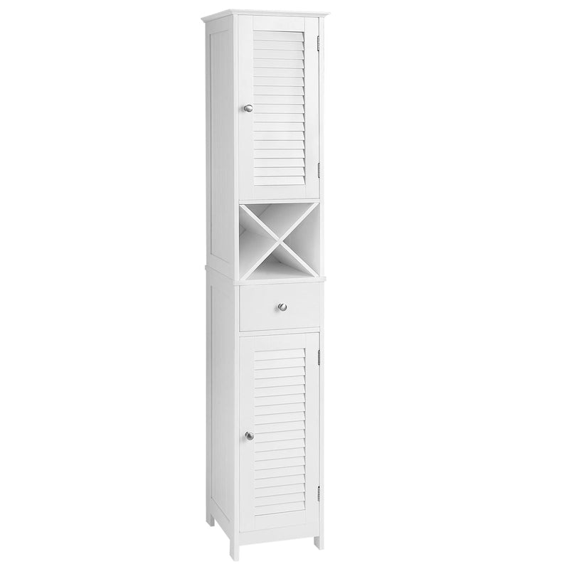 Songmics Home 1-Drawer White Storage Cabinet with Shutter Doors D4