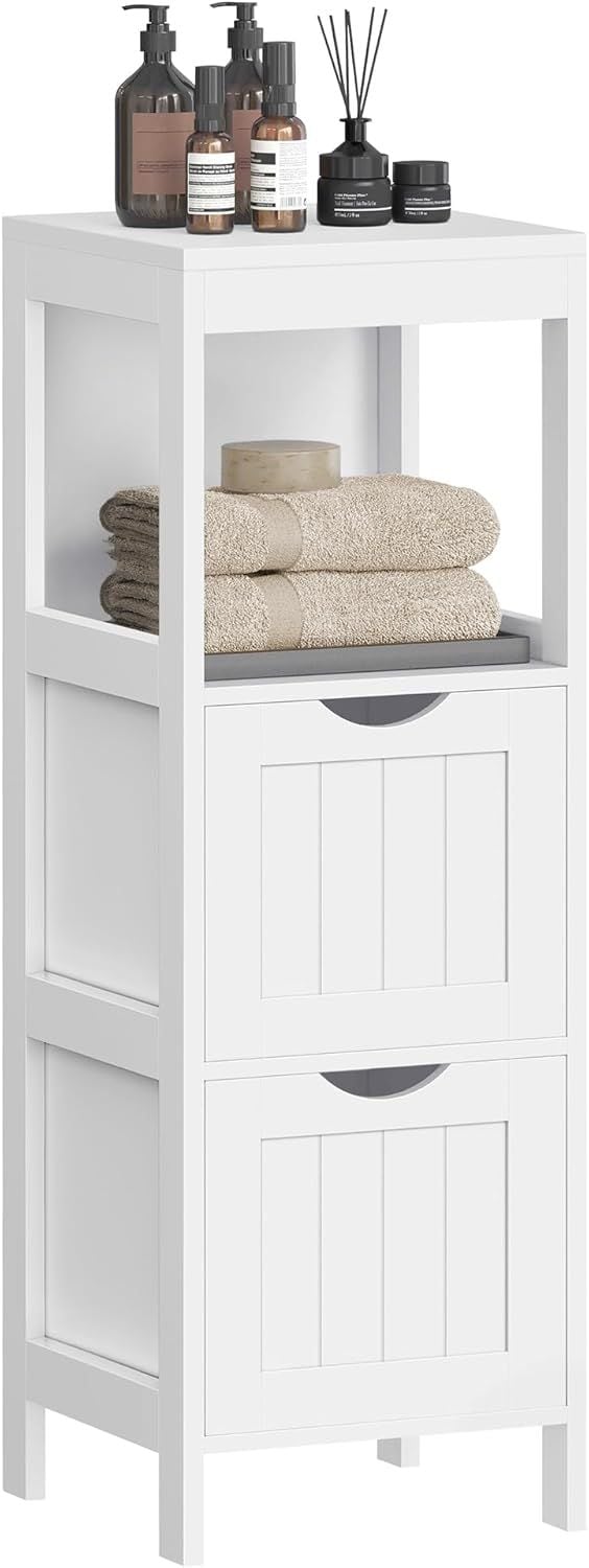 Songmics Home 2-Drawer White Cabinet with Open Shelf B9