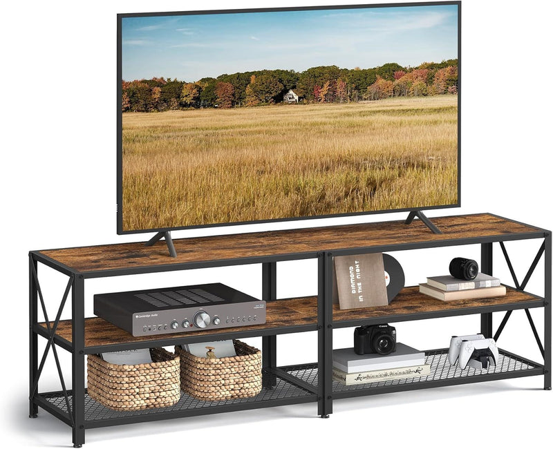 Songmics Home 70-in 3-Tier Industrial Rustic Brown TV Stand A8
