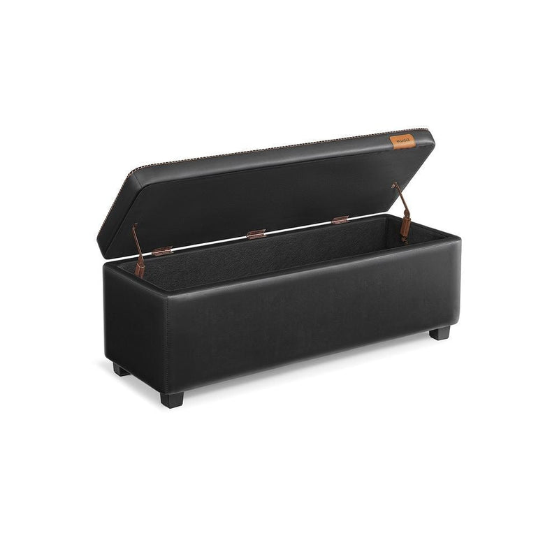 Songmics Home Deep Mid-Century Modern Black Storage Ottoman T6