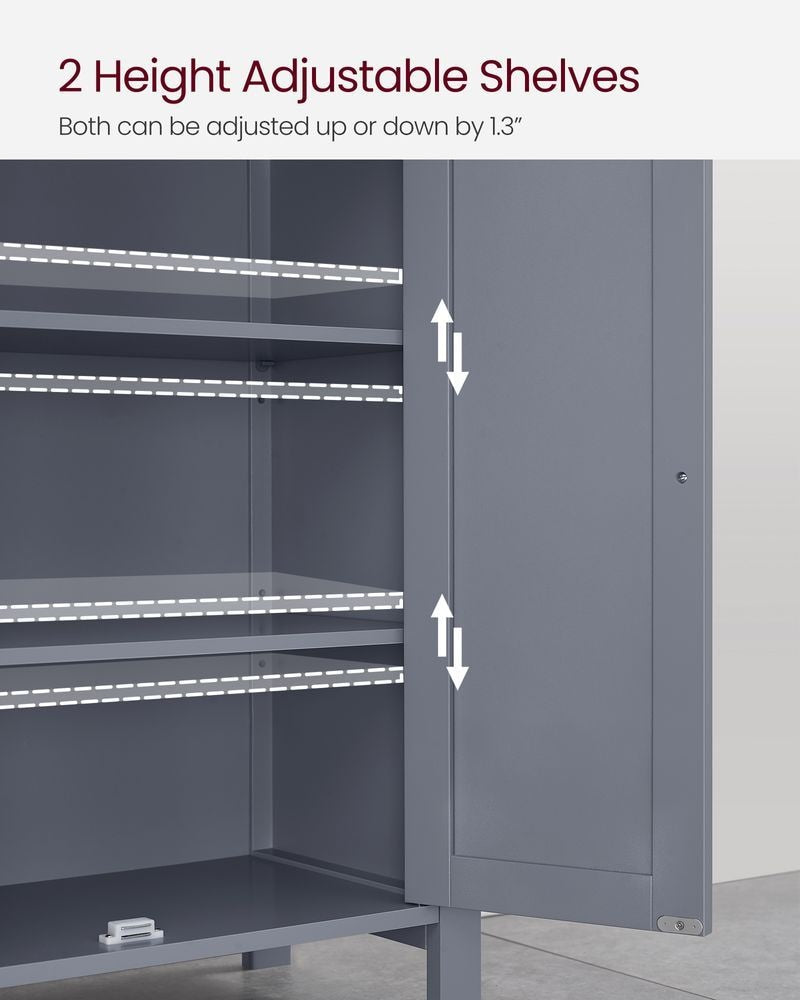 Songmics Home Dove Grey Floor Cabinet with 2 Adjustable Shelves