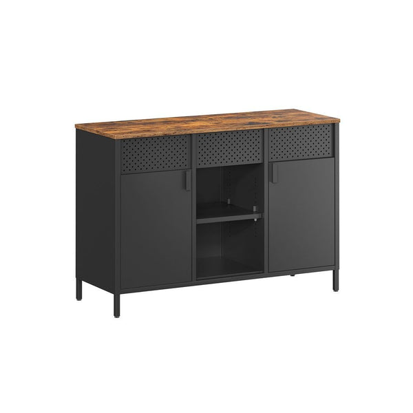 Songmics Home Rustic Brown/Black Metal Buffet Cabinet H1