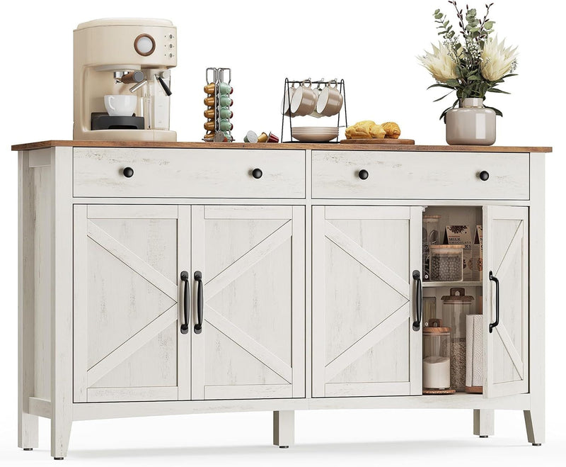 Songmics Home Rustic White/Honey Brown Buffet Cabinet G3
