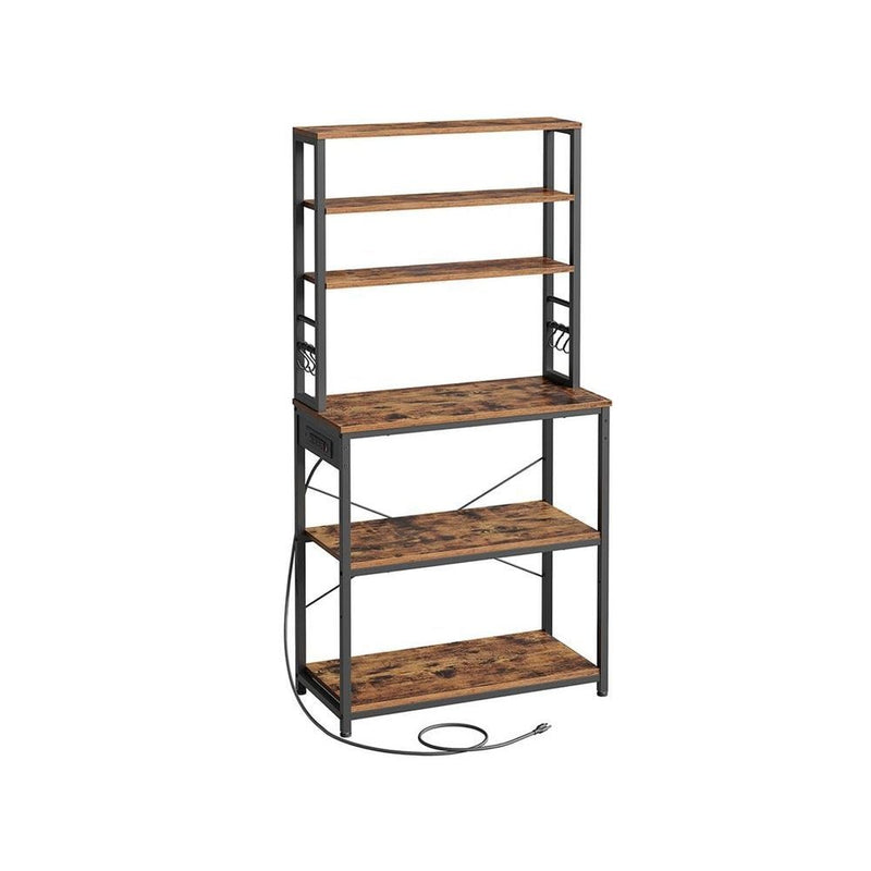 Songmics Home Small Rustic Brown Baker's Rack with 4 AC Outlets O3