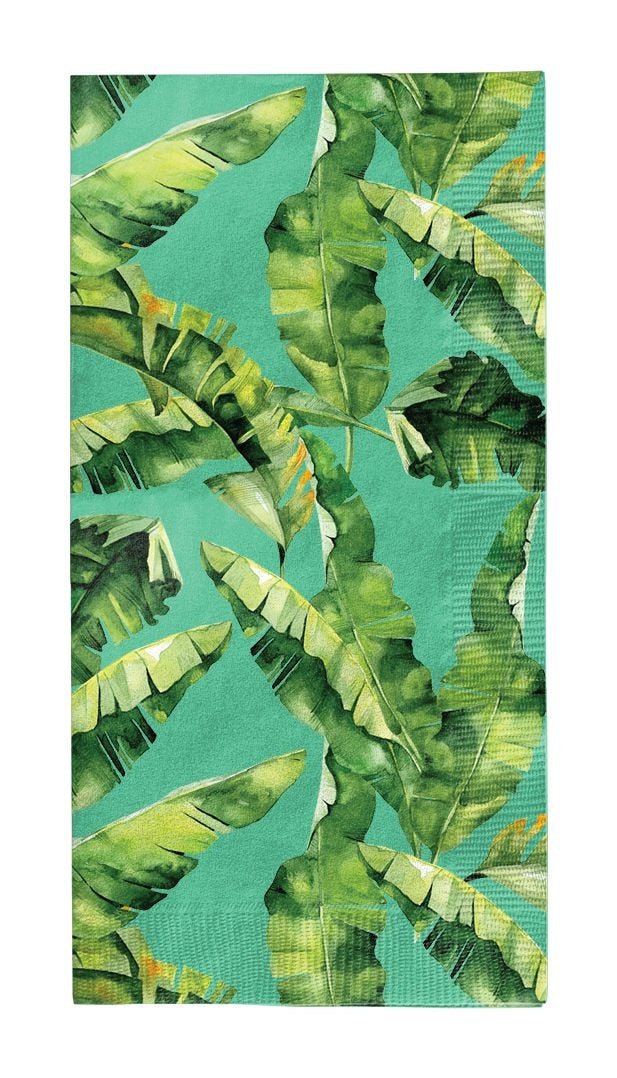 Sophistiplate Palm Spring Rectangle Paper Disposable Guest Towel Napkins, Green, 8-in, 20-pk, 3-ply, for Summer Party G5