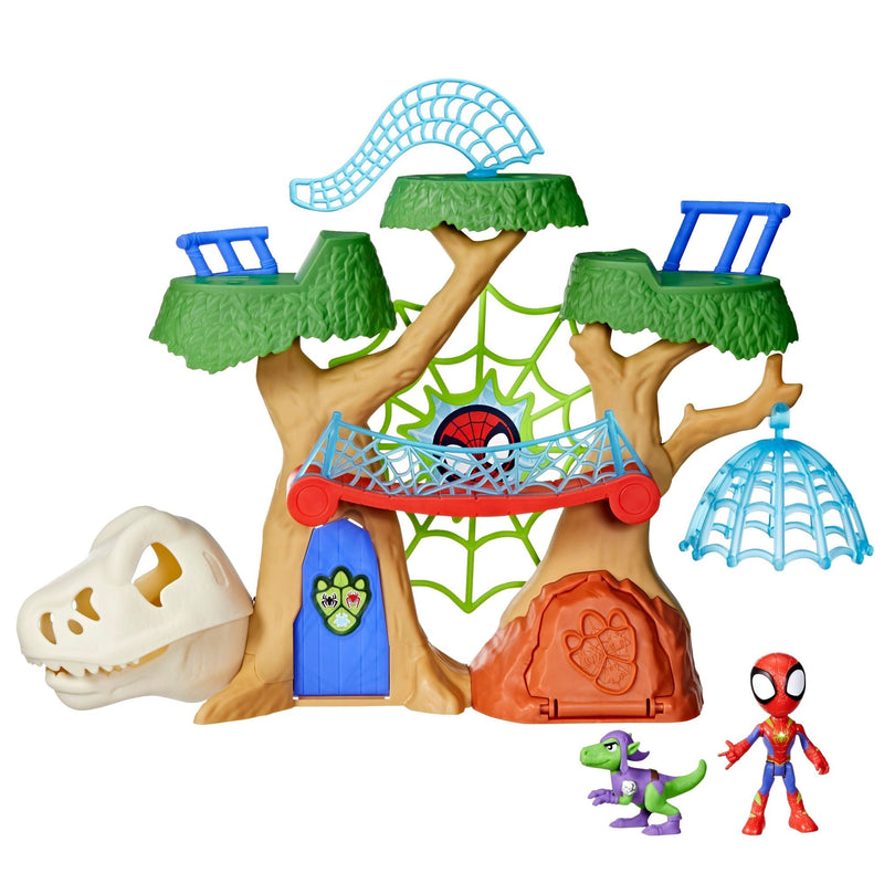 Spider-Man Spidey & His Amazing Friends Dino-Webs Treehouse Playset with Spider-Man Toys, Ages 3+ E0