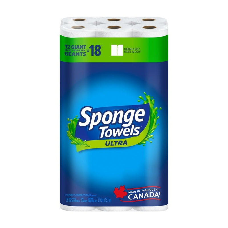 SpongeTowels Ultra Choose-A-Size Giant Roll Paper Towels, 2-ply, 12-pk H0