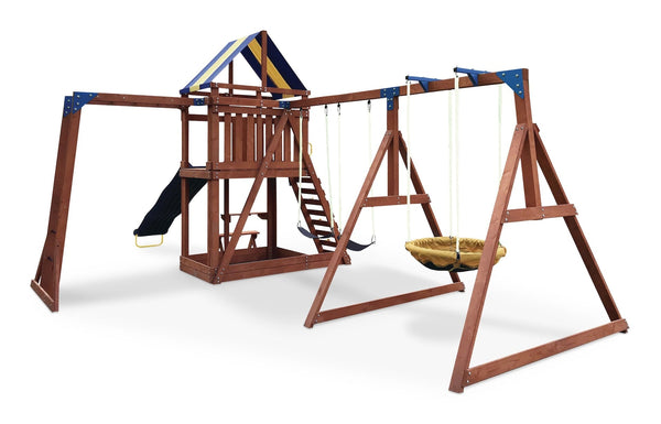 Sportspower Grand Mesa Outdoor Wooden Play Centre, with Swings, Slide, Sandbox and More, Ages 5+ C4