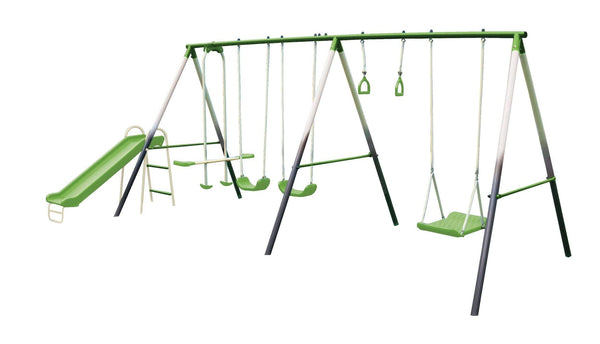 Sportspower Outdoor 7-Station Metal Swing Set Combo with 2 Swings, Trapeze & More, Ages 3+ Q4