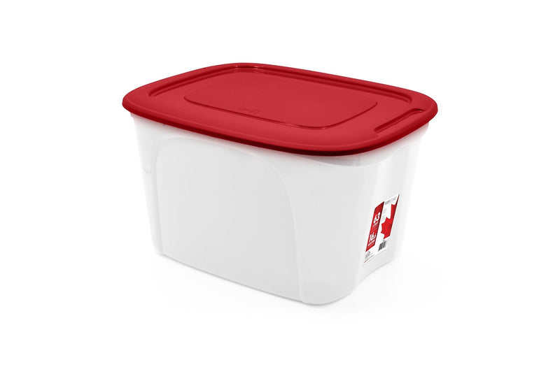 Stackable Storage Box with Lid, 63-L, Red/White, 63 Litre Storage Container W5