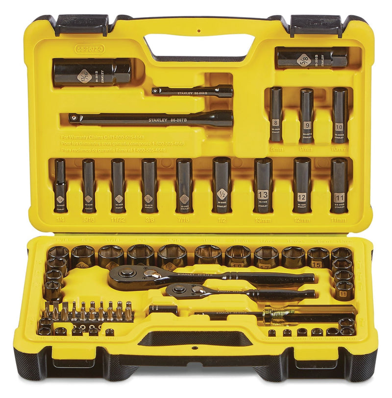 Stanley Professional Grade Black Chrome Socket Set, 70-pc, SAE/Metric V9