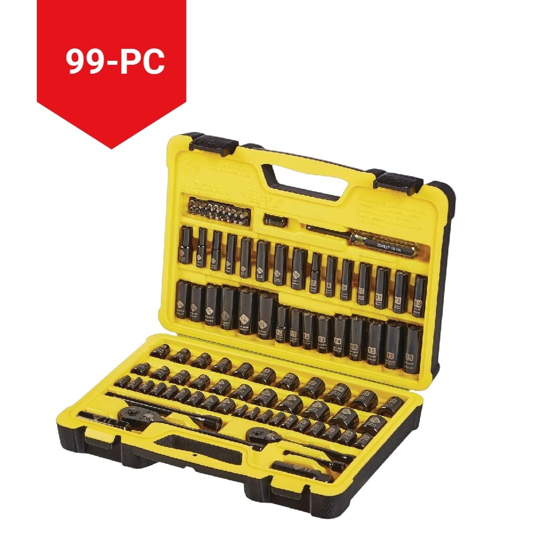 Stanley Professional Grade Black Chrome Socket Set, 99-pc, SAE/Metric