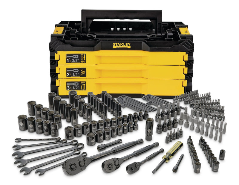 Stanley Professional Grade Black Chrome Socket Set, SAE/Metric, 203-pc V9