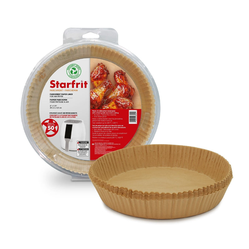 Starfrit Round Non-Stick Parchment Paper Air Fryer Liner, 50-pk I0