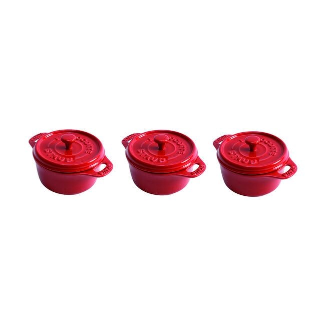 Staub 3 piece Cocotte Set Cherry N1