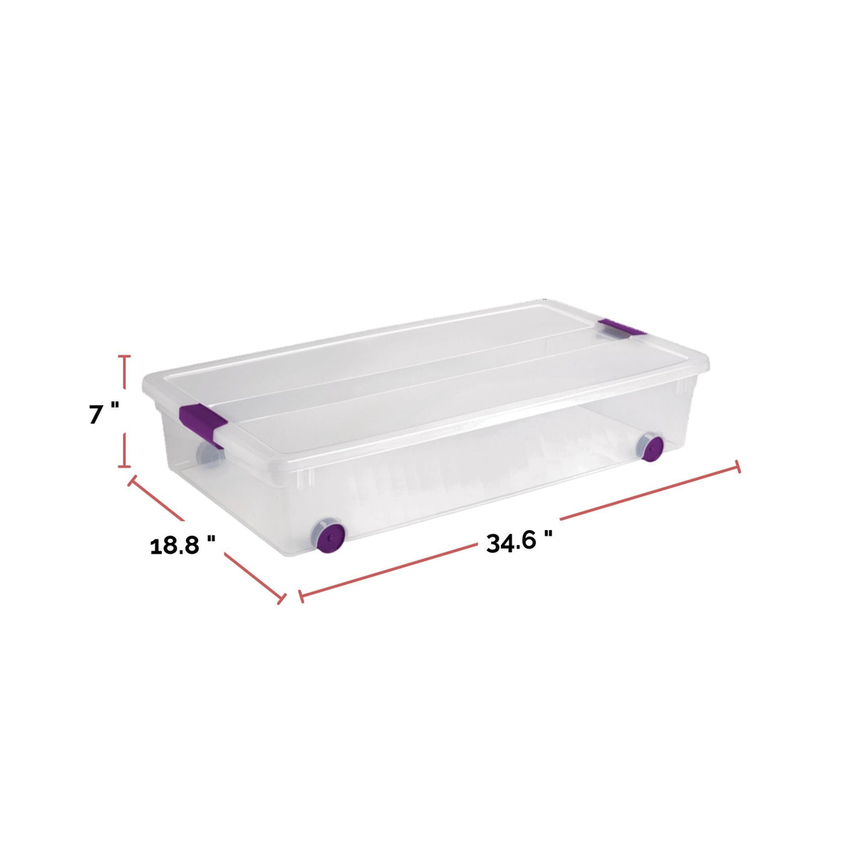 Sterilite ClearView Latch Wheeled Underbed Storage Box, 57-L