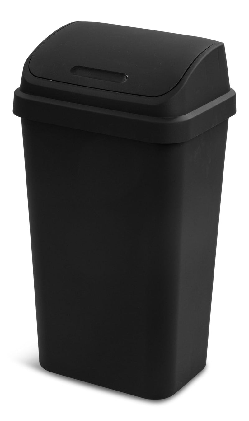 Sterilite Plastic Rectangular Swing Lid Garbage Can, Black, 49-L G4