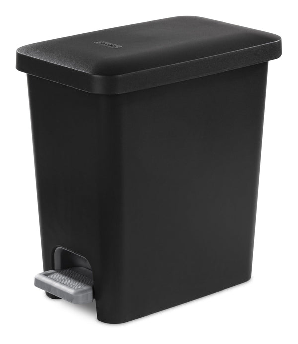 Sterilite Ultra Plastic Rectangular Step Garbage Can, Black, 10.2-L T2