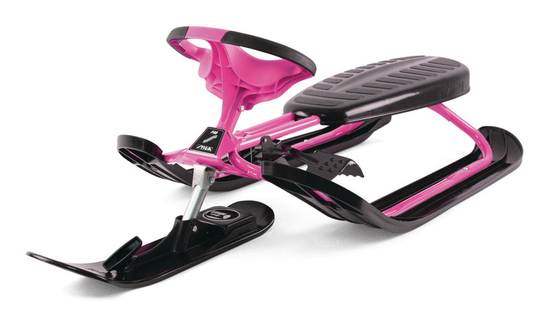 Stiga GT Racer Curve Kids' 1-Person Winter Snow Ski Sled with Steering Wheel & Brakes, Assorted Colours I5