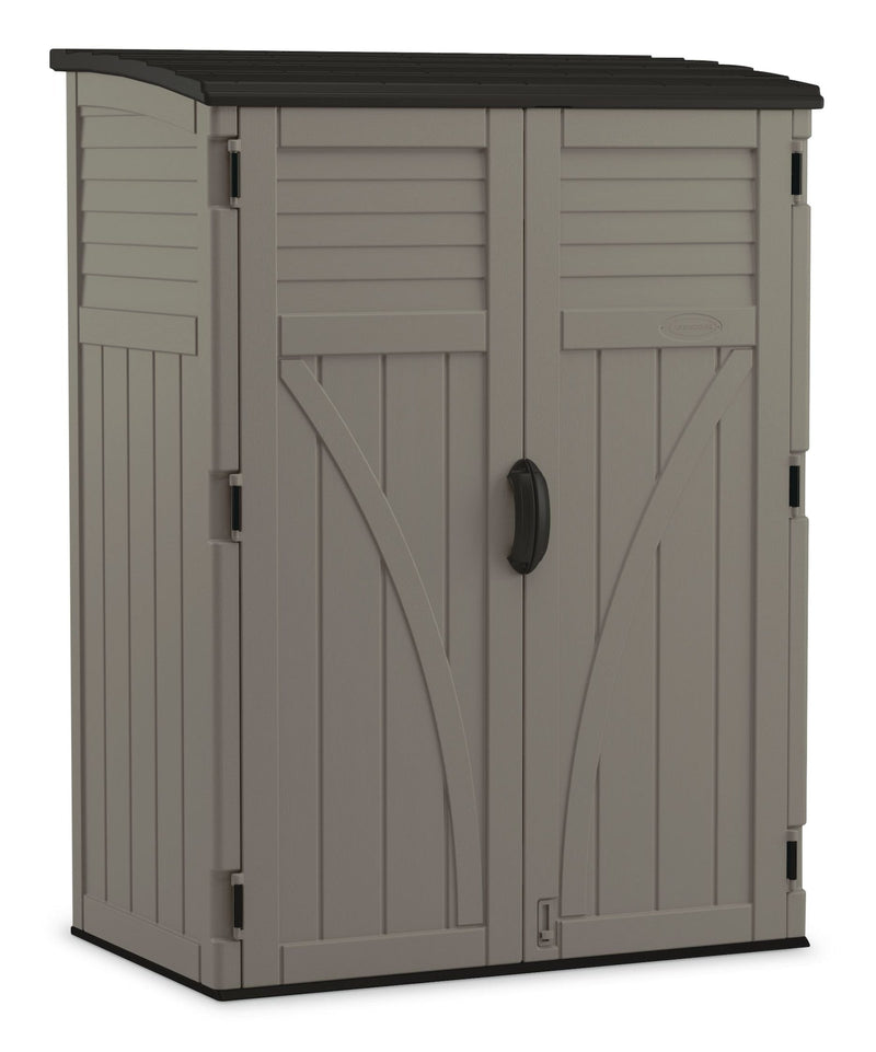 Suncast Outdoor Vertical Storage Shed, Stoney Grey, 404-Gal E0
