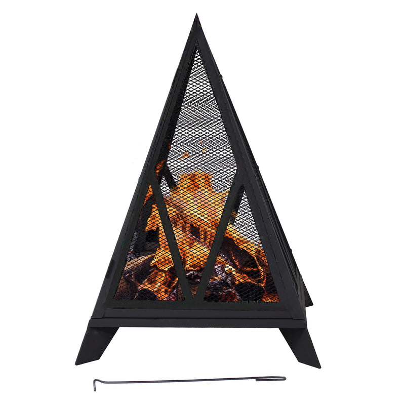 Sunnydaze Decor Majestic Pyramid Steel Fire Pit, Black J8