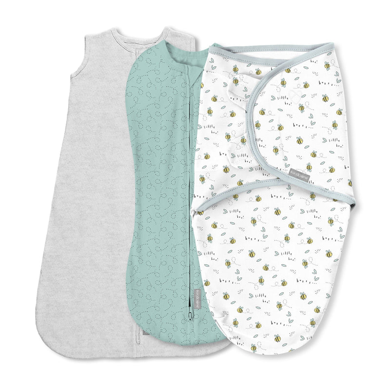 SwaddleMe Comfort Easy Change Swaddle, Little Bees, Small/Medium, 3-pk E6