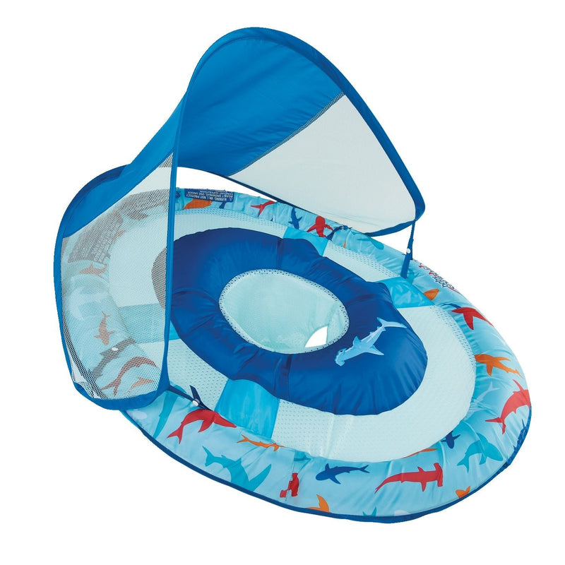 Swimways Sun Canopy Inflatable Baby Spring Float for Kids 9-24 Months, Shark Design R1