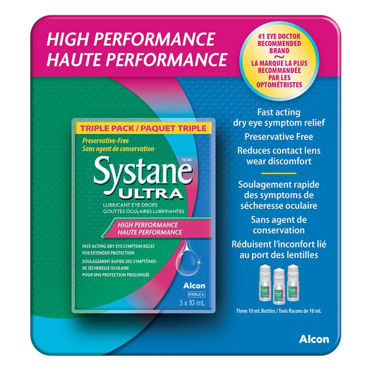 Systane Ultra Lubricant Eye Drops, Preservative Free, 3 x 10 mL Bottles W7