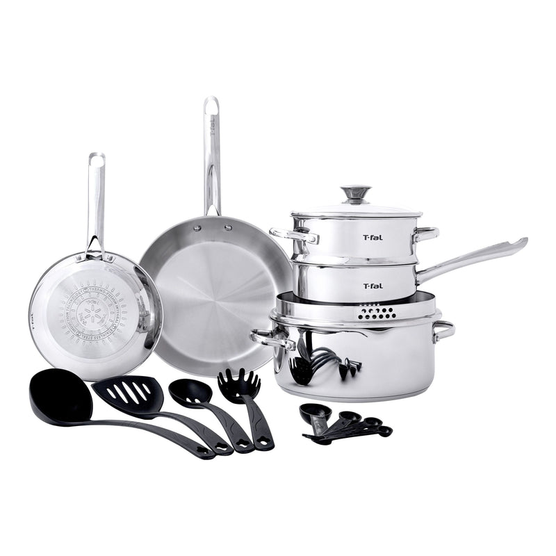 T-Fal Cook and Strain Stainless Steel Cookware Set, 15-pc W8