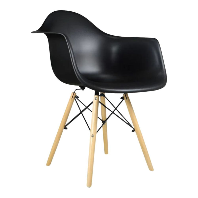 Take Me Home Black Plastic Bucket Armchair with Wood Legs S3