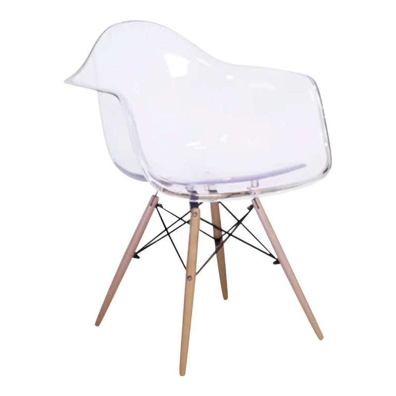 Take Me Home Clear Plastic Bucket Armchair with Wood Legs M7