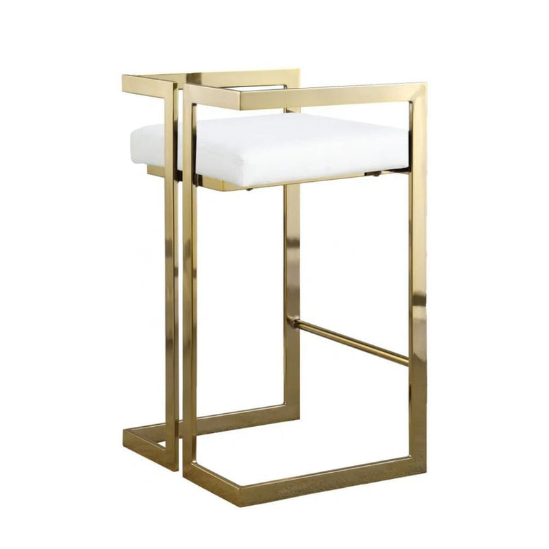 Take Me Home White Cushioned Harvey Stool with Gold Frame P1