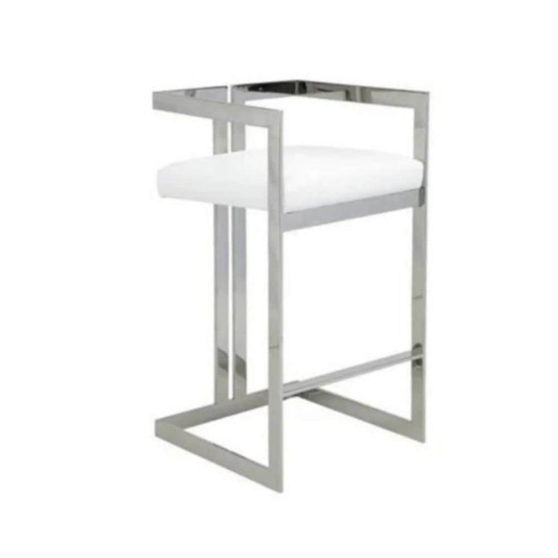 Take Me Home White Cushioned Harvey Stool with Silver Frame R4