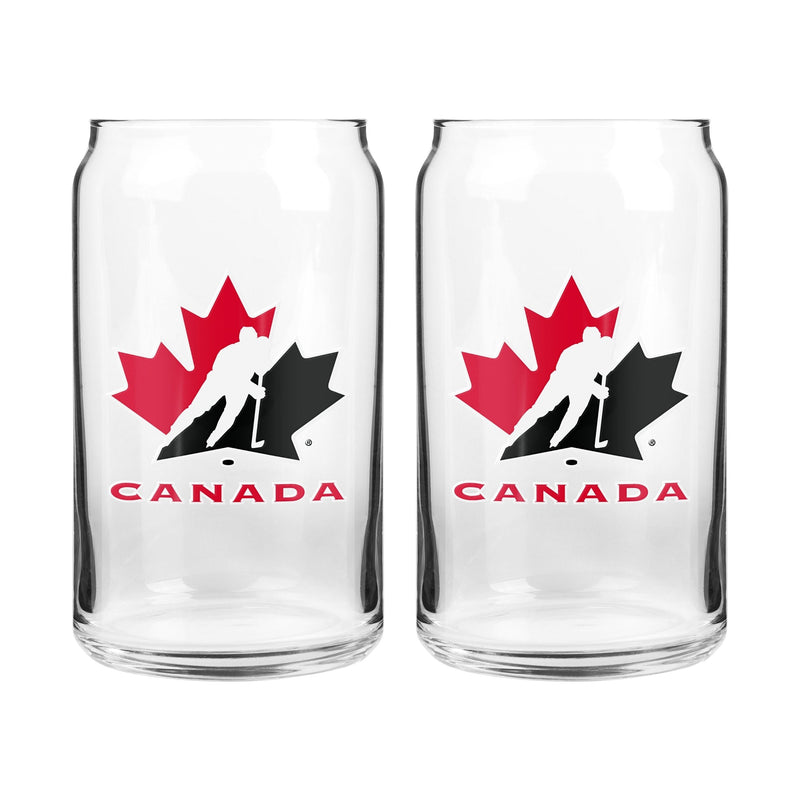 Team Canada/Hockey Canada Can Glass Set, Clear, 16-oz, 2-pk W4