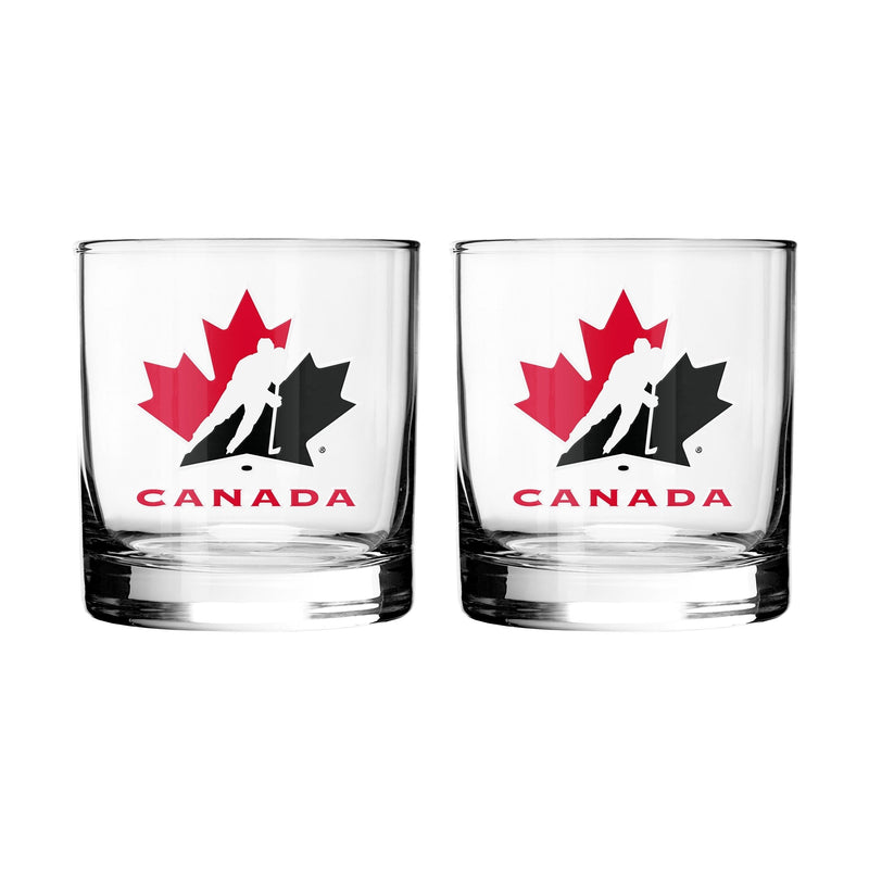 Team Canada/Hockey Canada Rocks Glass Set, Clear, 2-pk V5
