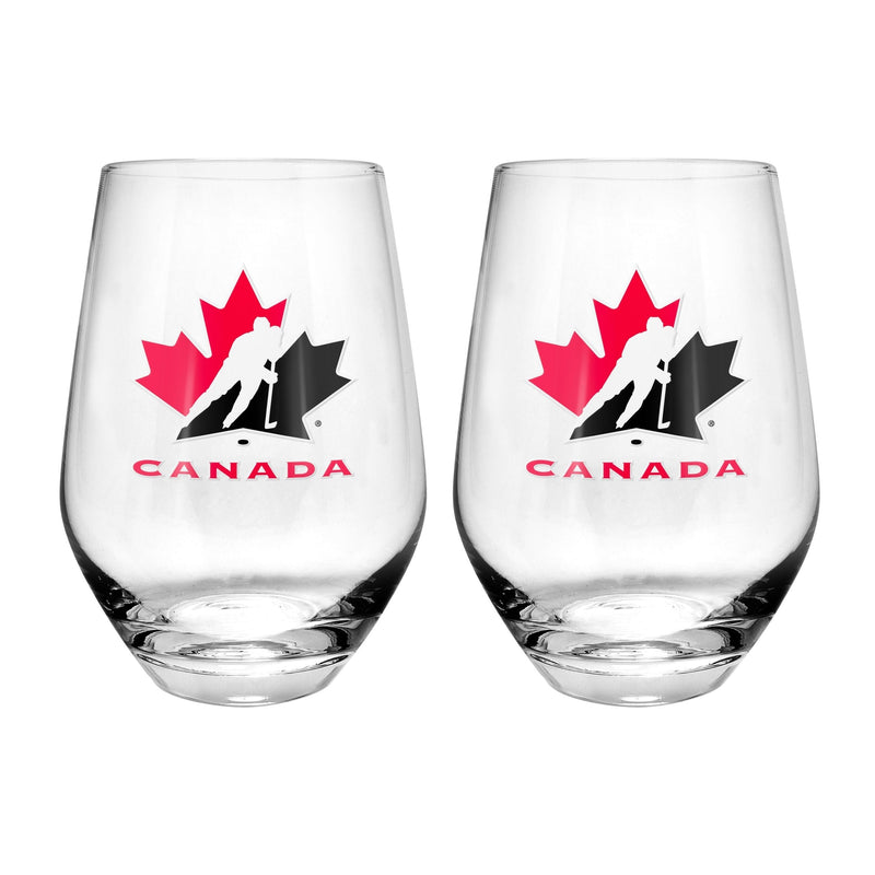 Team Canada/Hockey Canada Stemless Wine Glass Set, 19-oz, 2-pk B6